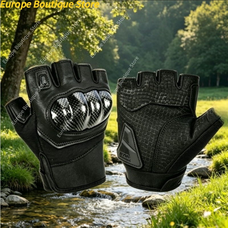 Motorcycle Gear Sleeve - Half Finger Motorcycle Gloves Genuine Leather