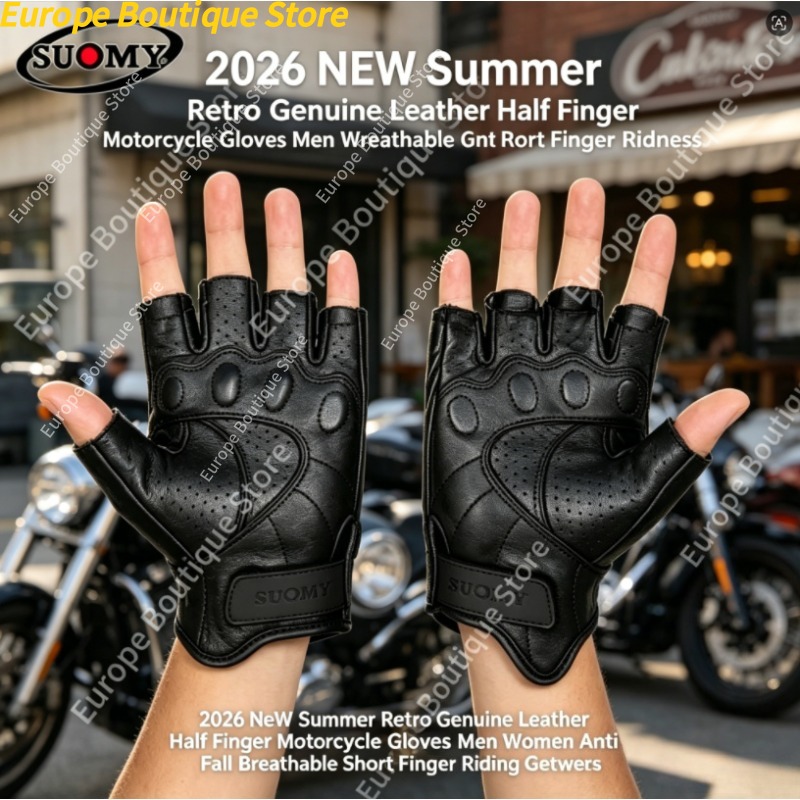 Motorcycle Gear Sleeve - Half Finger Motorcycle Gloves Genuine Leather