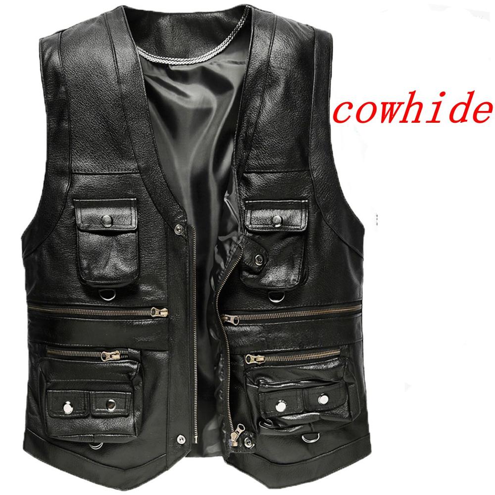 2025 Cowhide Genuine Leather V - Motorcycle Gear Vest ulasan dan harga