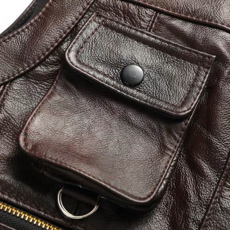 2025 Cowhide Genuine Leather V - Motorcycle Gear Vest ulasan dan harga