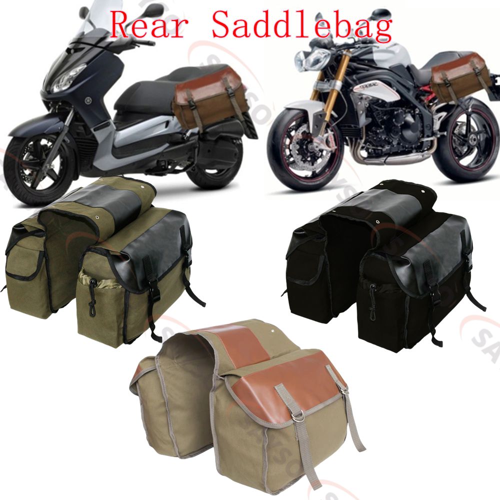 Canvas Leather Rear Saddlebag  - Motorcycle Gear Bag ulasan dan harga