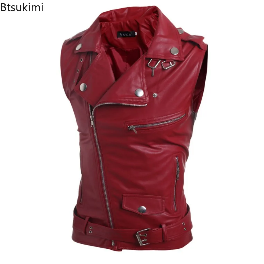 2026 Men's Casual PU Leather V - Motorcycle Gear Vest ulasan dan harga