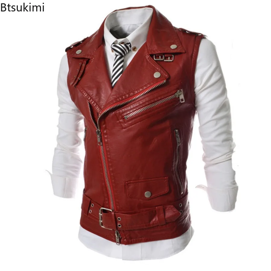 2026 Men's Casual PU Leather V - Motorcycle Gear Vest ulasan dan harga